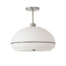 Nova Morelli Semi Flush Mount in White with Black Nickel Stripe shade, Satin Nickel body, Satin Nickel base, photo 1