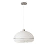 Nova Morelli Pendant in White with Satin Nickel Stripe shade, Satin Nickel base, Satin Nickel body, photo 1