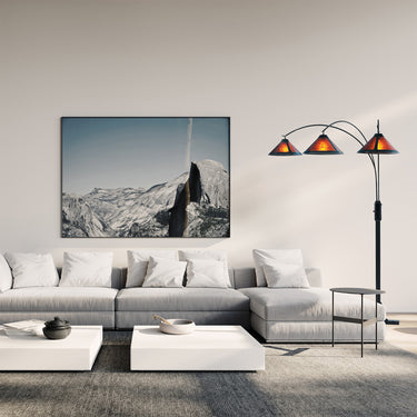 Nova of California Natural Mica 3 Light Arc Floor Lamp 86 Espresso Wood Bronze Amber Mineral Mica