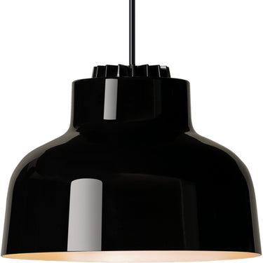M64 Pendant Light with Deep Black lampshade by Santa & Cole in modern dining room