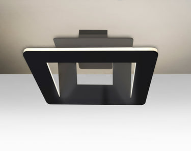 Matrix square LED semi-flush in black, straight-on | Besa Lighting