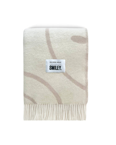 White & Grey Smiley® Blanket by Maison Deux, photo 1