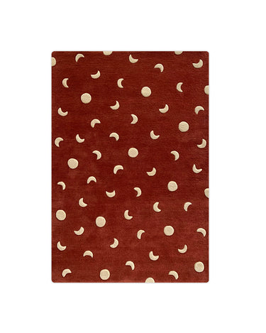 Brick Red & Cream Moons Rug by Maison Deux, photo 1