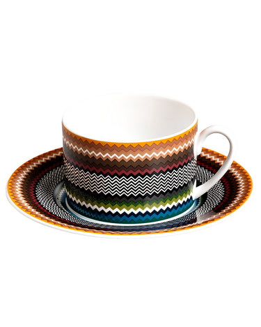 Tea Cups & Saucers, Set of 2 by Missoni Home in Zig Zag Foliage, view 1