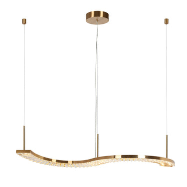 Macrobotrys 43" Crystal Linear LED Pendant Light - Dimmable Brass Finish