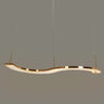 Modern Crystal Pendant Light - 43" Linear LED with Brass Accents