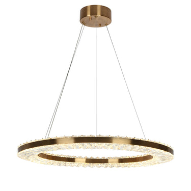 Modern Crystal Round Chandelier with Brass Finish