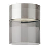 Transparent smoke glass flush mount with satin nickel finish, LED hallway lighting