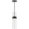 Manette 3.5 inch handblown clear glass pendant light, black finish, kitchen island lighting