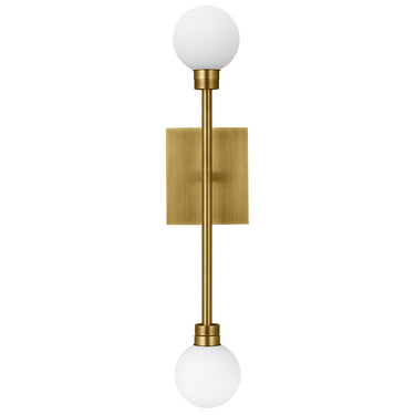 Mara 2-Globe Wall Sconce in Aged Brass by Visual Comfort for Modern Bathroom Vanity or Hallway Lighting