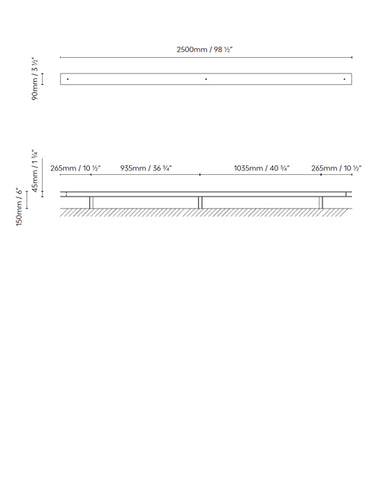 Measurements for the Marc Arm 250 (1L) (line drawing)