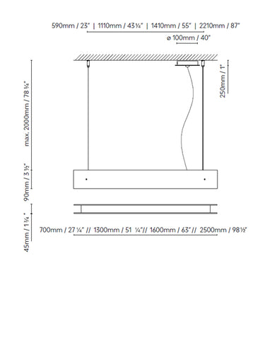 Measurements for the Marc S 70 (1L) (line drawing)