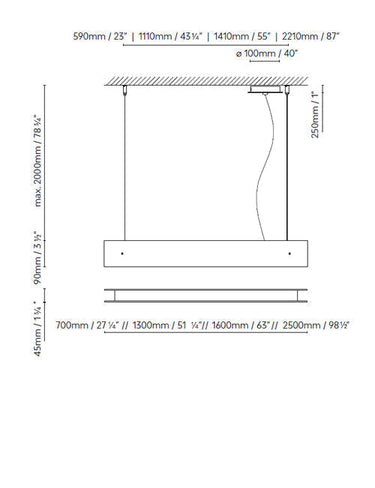 Measurements for the Marc S 250 (2L) (line drawing)