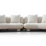 Marin modern curved sofa by Soho Concept in off white boucle fabric with deep seating