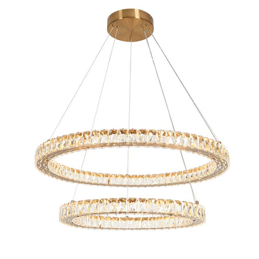 Metorcalipia 30" Crystal Two-Tier Brass LED Chandelier HA05130