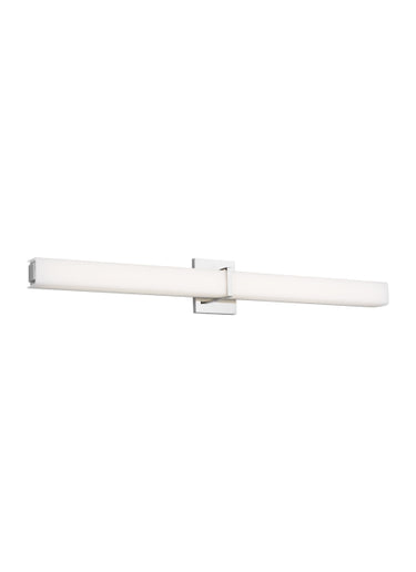 Chrome LED vanity light with opal glass for modern residential or commercial bathrooms, 36-inch wall fixture