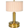 mini rechargeable antique brass table lamp with pleated shade and warm LED light for dining tables restaurants and bedside lighting