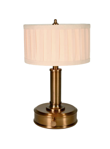 Mini Tito Cordless Table Lamp Dark Antique Brass with Pleated Shade