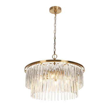 Miswinamp Modern Brass Drum Chandelier with Crystal Accents - 24"