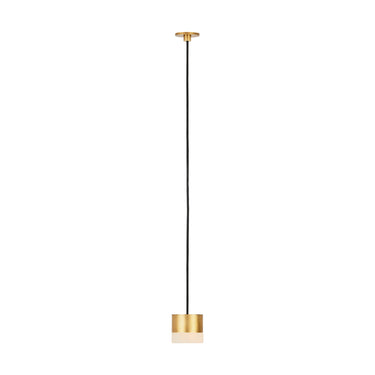 Minimalist ceiling light with alabaster diffuser and hand-rubbed antique brass body
