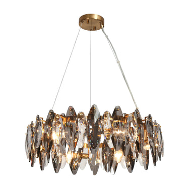 Incandescencia 23" Glam Brass Drum Chandelier - 6 Light Crystal Pendant