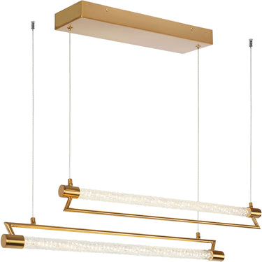 Modern Brass & Glass Tube Chandelier - Two-Tiered Design
