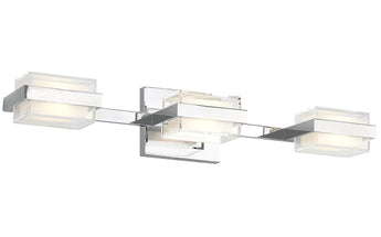 Chromel Kamden 3 Light Wall Light, die-cast metal frame, modern bath design