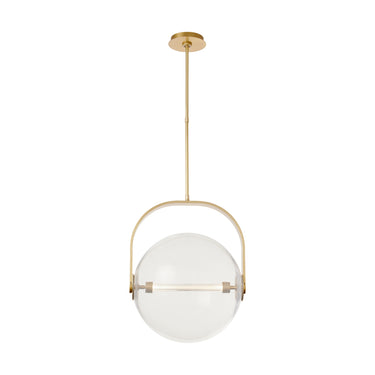 Fues Large Clear glass pendant light with natural brass finish – model SLPD10327CNB
