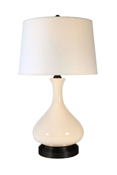 Modern Lantern Bartlett Ivory Crackle Cordless Table Lamp with Linen Shade