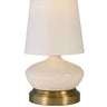 Bella ivory ceramic rechargeable table lamp with brass base and linen shade
