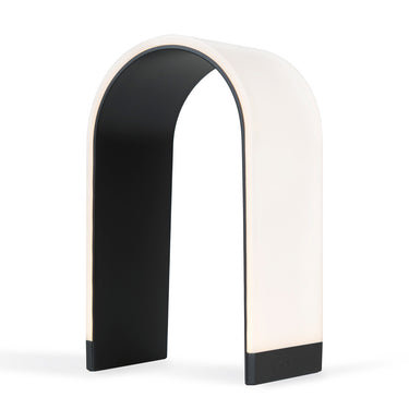 Mr. N LED table lamp by Koncept with modern arch design and warm 2700K light