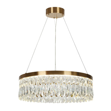 Musesonce 24" Crystal & Brass Drum Pendant Light