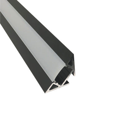 Nora Lighting 4-Ft Corner Channel, Black Plastic Diffuser And End Caps Included