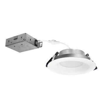 Nora Lighting 4" Contractor Series Can-Less LED Downlight With Deep Reflector, Selectable Cct, Matte Powder White 12-Pack