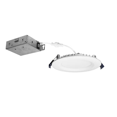 Nora Lighting 4" Contractor Series Can-Less LED Wafer Downlight With Regressed Baffle, Selectable Cct, Matte Powder White 12-Pack