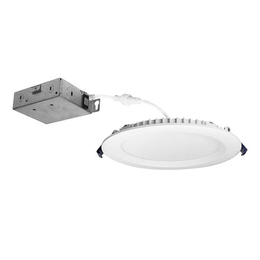 Nora Lighting 6" Contractor Series Can-Less LED Wafer Downlight With Regressed Baffle, Selectable Cct, Matte Powder White 12-Pack