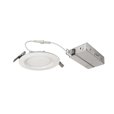 Nora Lighting 4" Flin Round Wafer LED Downlight With Selectable Cct, Matte Powder White Finish, 120-277V Triac/Elv