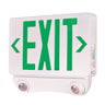 Nora Lighting Led Exit And Emergency Combination With Adjustable Heads, Green Letters / White Housing
