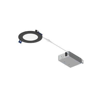 Nora Lighting 4" Flat Non-Metallic Can-Less LED Downlight, Selectable Cct, 700Lm / 10W, Black Finish