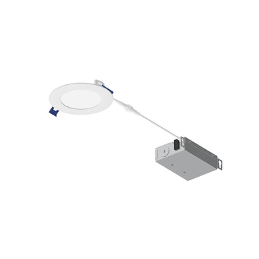 Nora Lighting 4" Flat Non-Metallic Can-Less LED Downlight, Selectable Cct, 700Lm / 10W, Matte Powder White Finish