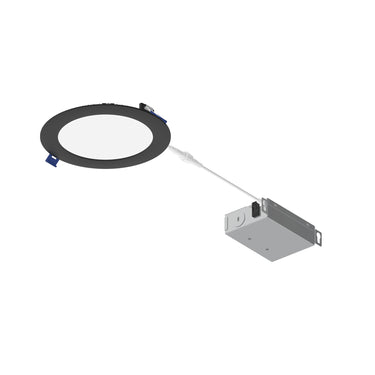 Nora Lighting 6" Flat Non-Metallic Can-Less LED Downlight, Selectable Cct, 1050Lm / 13.5W, Black Finish