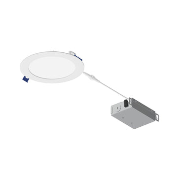 Nora Lighting 6" Flat Non-Metallic Can-Less LED Downlight, Selectable Cct, 1050Lm / 13.5W, Matte Powder White Finish