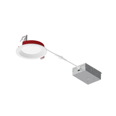 Nora Lighting 4" Fire Rated Can-Less Baffled LED Downlight, Selectable Cct, 1200Lm / 12W, Matte Powder White Finish