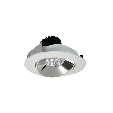 Nora Lighting 4" Iolite LED Round Adjustable Cone Reflector, 1000Lm / 14W, 3000K, Specular Clear Reflector / Matte Powder White Flange