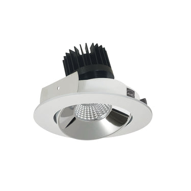 Nora Lighting 4" Iolite LED Round Adjustable Cone Reflector, 1500Lm/2000Lm/2500Lm Varies By Housing, Comfort Dim, Specular Clear Reflector / Matte Powder White Flange