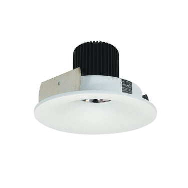 Nora Lighting 4" Iolite LED Round Bullnose, 10-Degree Optic, 950Lm / 12W, 3500K, Matte Powder White Finish