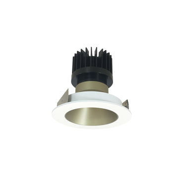 Nora Lighting 4" Iolite LED Round Reflector, 10-Degree Optic, 850Lm / 12W, 3000K, Champagne Haze Reflector / Matte Powder White Flange