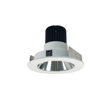 Nora Lighting 4" Iolite LED Round Reflector, 10-Degree Optic, 850Lm / 12W, 3500K, Specular Clear Reflector / Matte Powder White Flange