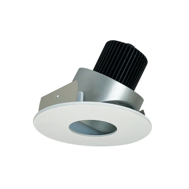 Nora Lighting 4" Iolite LED Round Adjustable Pinhole, 10-Degree Optic, 800Lm / 12W, 4000K, Haze Pinhole / Matte Powder White Flange