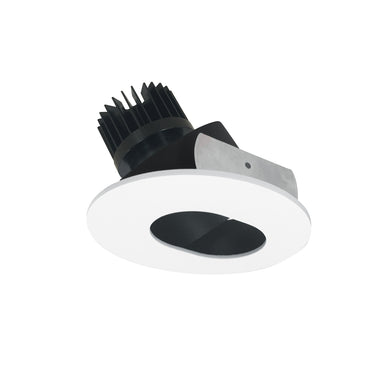 Nora Lighting 4" Iolite LED Round Adjustable Slot Aperture, 1500Lm/2000Lm/2500Lm Varies By Housing, 2700K, Black Slot Aperture / Matte Powder White Flange